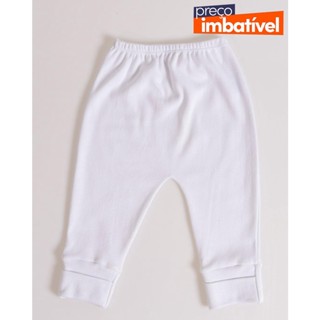 Calça Culote Bebê com Vira Pé Branca