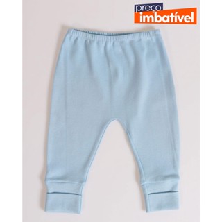 Calça Culote Bebê Com Vira Pé Azul Claro