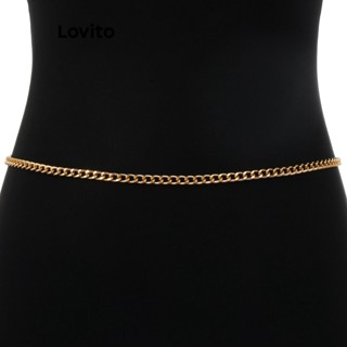 Lovito Casual Cinto Feminino Liso de Metal LFA01061 (Dourado)