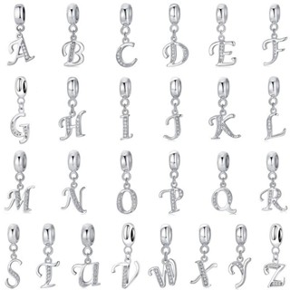 Berloque Letra Pan 925 Banheiro Prateado Cartas De Charme 26 Diamantes Pulseira Pingente