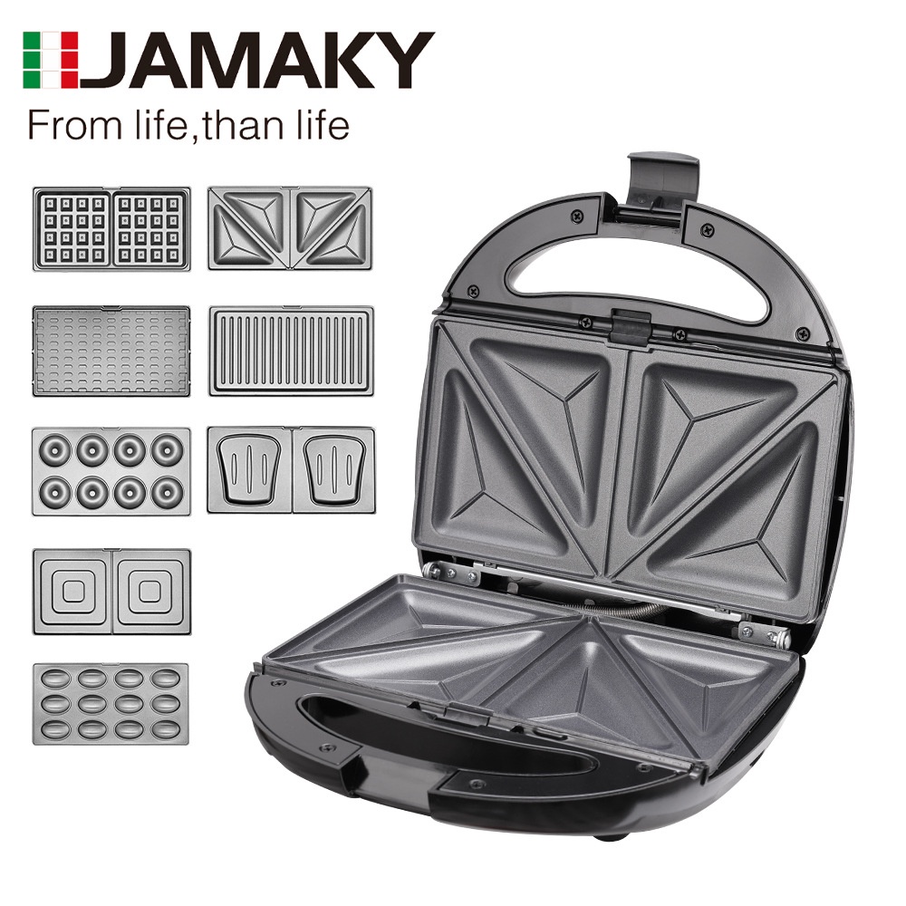 Estoque Pronto. Envio Rápido Torradeira de Sanduíche JAMAKY para o Café da Manhã Multi-Household Eight-in-One Pequena Torradeira de Waffle Leve para Alimentos