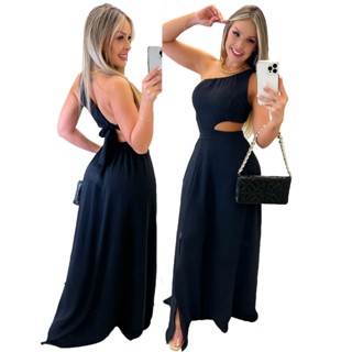 Vestido Feminino Longo Um Ombro Só Social Festa Vazado Duna