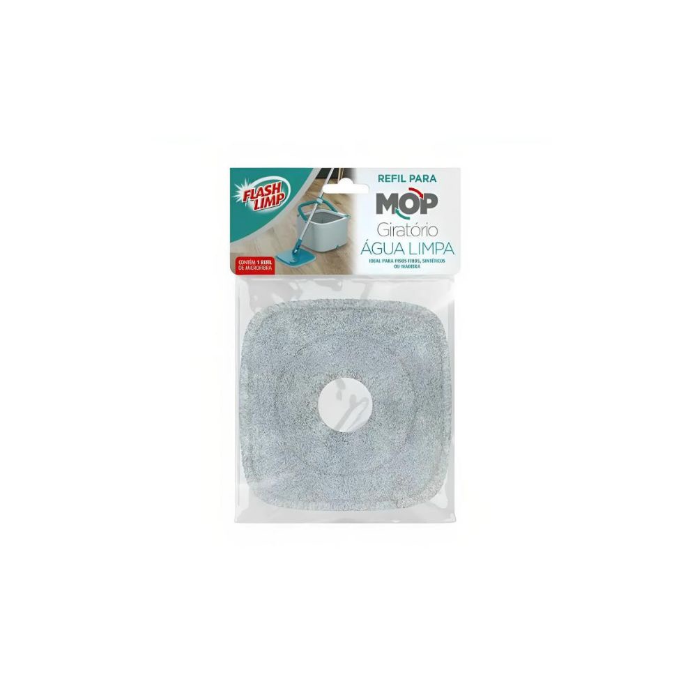 Refil p/ MOP Microfibra Giratório Água Limpa FlashLimp