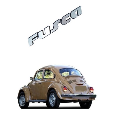 Emblema Cinza Fundo Preto Tampa Traseira Escrito Fusca em Oferta na Shopee