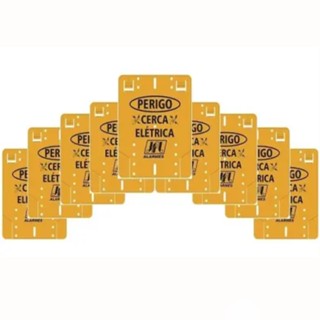10 Placas De Advertencia: Perigo Cerca Eletrica Plastico Jfl