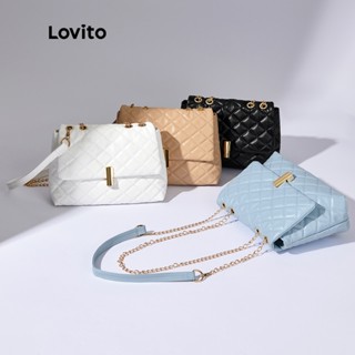 Lovito Bolsa Quadrada Transversal com Alça de Corrente L38BA04 (Branco /Preto /Cáqui /Azul)
