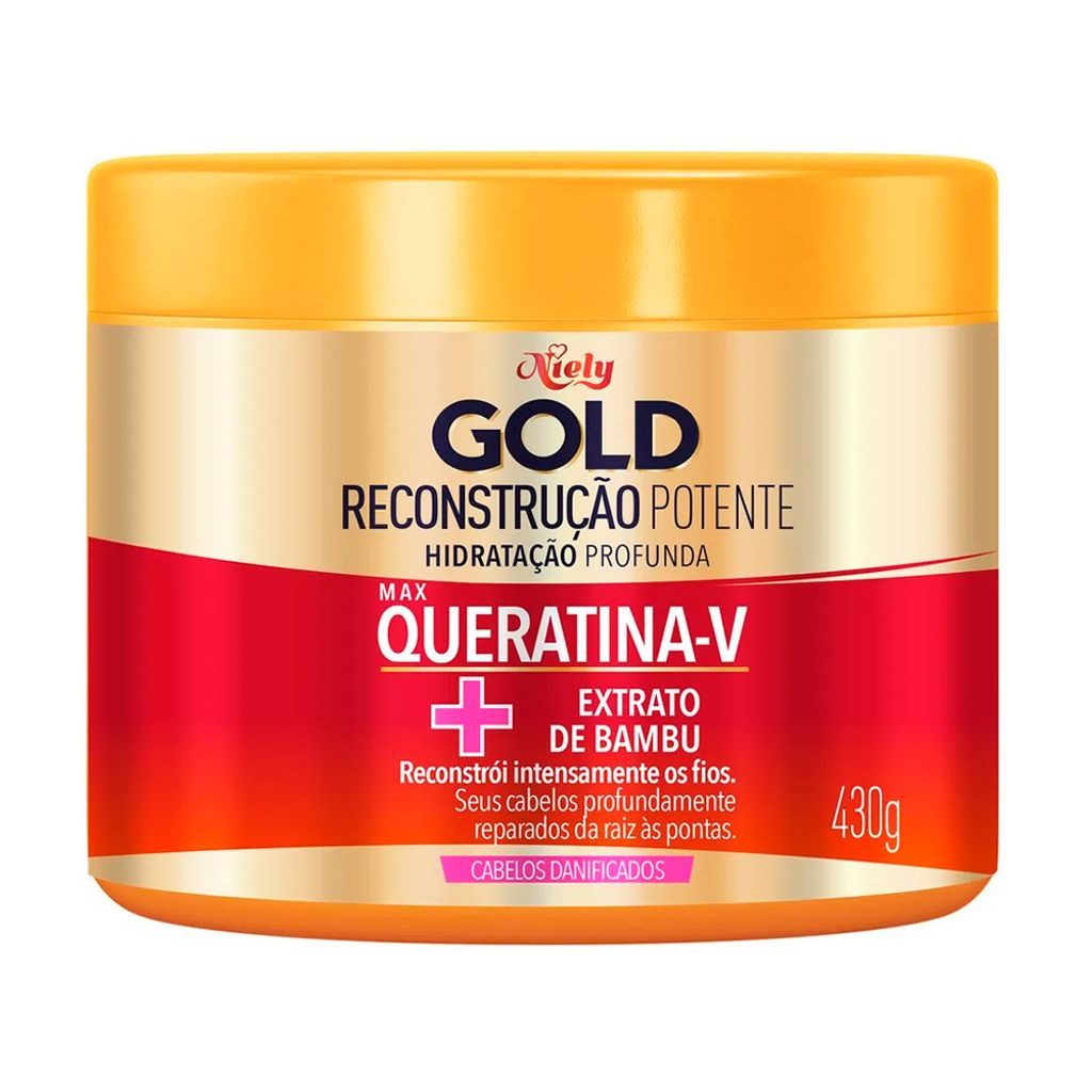 Máscara de Tratamento Niely Gold Reconstrução Potente Max Queratina-V 430g