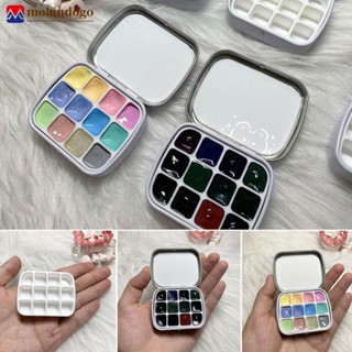 MOLANDOGO Caixa Vazia Mini De Aquarela De 12 Grades Paleta Portátil Para Pintura De Viagem Esboço Hidratação Suprimentos De Arte G4N1