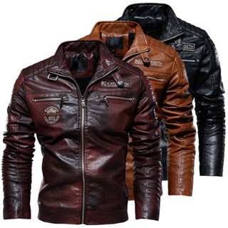 Jaqueta De Couro Para Homens Casaco Motos De Inverno Pele Removível Ropa De Hombre Slim-Em Estoque