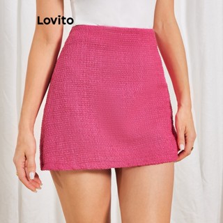 Lovito Saia com Linhas de Estrutura para Mulheres LBL06001 (Rosa Choque)