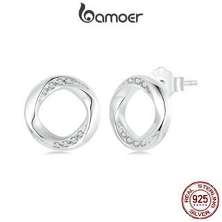 Brincos Bamoer 925 Sterling Sliver Mobius Strip Jóias Presentes Para Mulheres