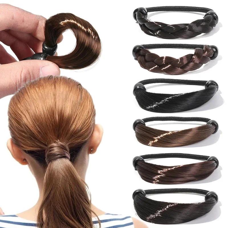 Peruca Faixa De Borracha Trançada Elástica Cabelo Fixo Extensão Porta Rabo De Pônei em Oferta na Shopee