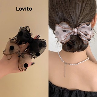Lovito Laços De Cabelo Plissados Com Laço Liso Casual Para Mulheres LFA11311