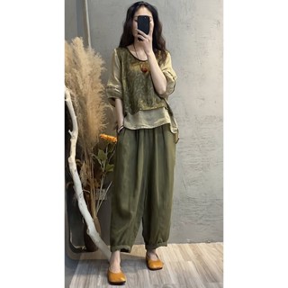 Primavera Novo Estilo Calça De Linho De Algodão Solto Harem Pants Women Simples All-Match