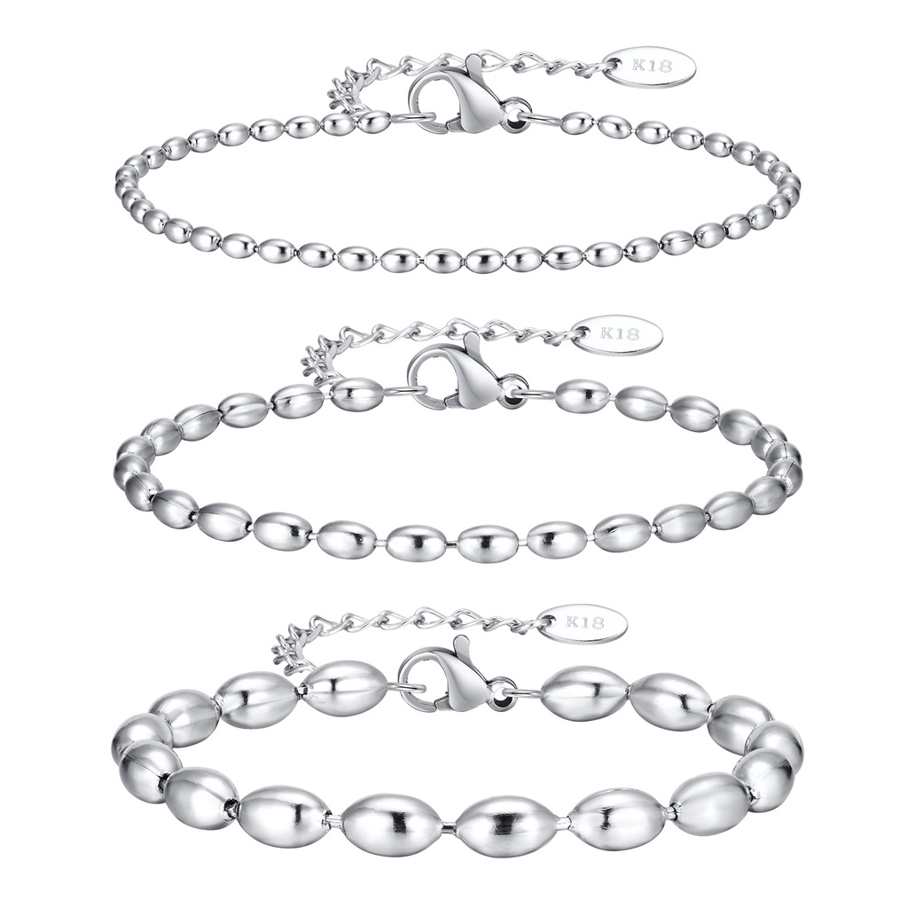 Pulseira De Rugby Vnox Ball Chain Bracelet Para Menina Feminina, Ouro 18K Aço Inoxidável Acessórios De Jóias 2MM 3MM 5MM · foto 2