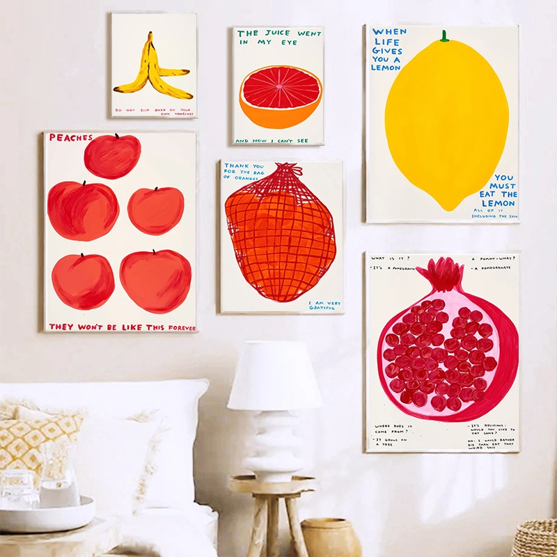 Abstracto Arte Colorida De Frutas Pintura Em Tela Banana Limão Pôsteres De Pêssego E Impressão De Imagem Nórdica Decoração Estética Da Parede Sala De Estar em Oferta na Shopee