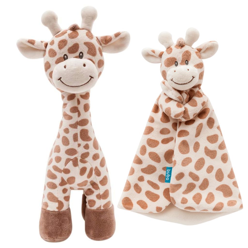 Kit Pelúcia E Naninha Antialérgica Girafinha Ursinho Paninho Marrom Bebê Buba em Oferta na Shopee