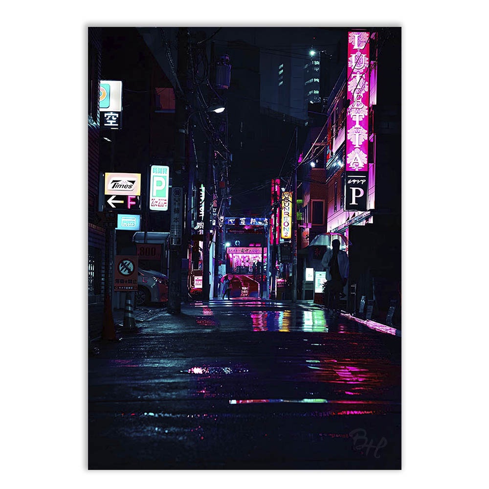 Placa Decorativa A4 Tokyo Aesthetic Beco Poster Anime 02