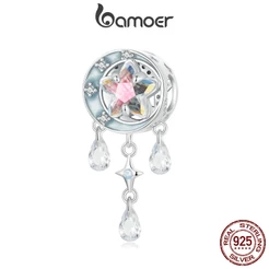 Bamoer 925 Sterling Sliver Charme Starry Moon Dreamcatcher Acessórios Para Pulseira