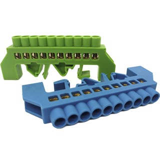 Kit Barramentos com 1 Neutro e 1 Terra para Trilhos Din ou Fixo 10 Furos