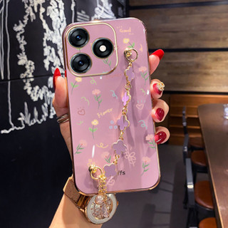 Caixa Infinix Smart 8 Pro Plus Hot 40i Tecno Spark Go 2024 20 20C Pop 8 Itel P55 BG7n Pequeno Padrão De Flor Com Bracelete De Quatro Folhas À Prova De Choque Para Telefone em Oferta na Shopee