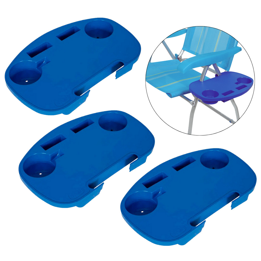 Kit 3 Mesa Portátil para Cadeira de Praia Suporte Azul Mor Polipropileno Porta Copo Celular Verão Praia Piscina Camping em Oferta na Shopee