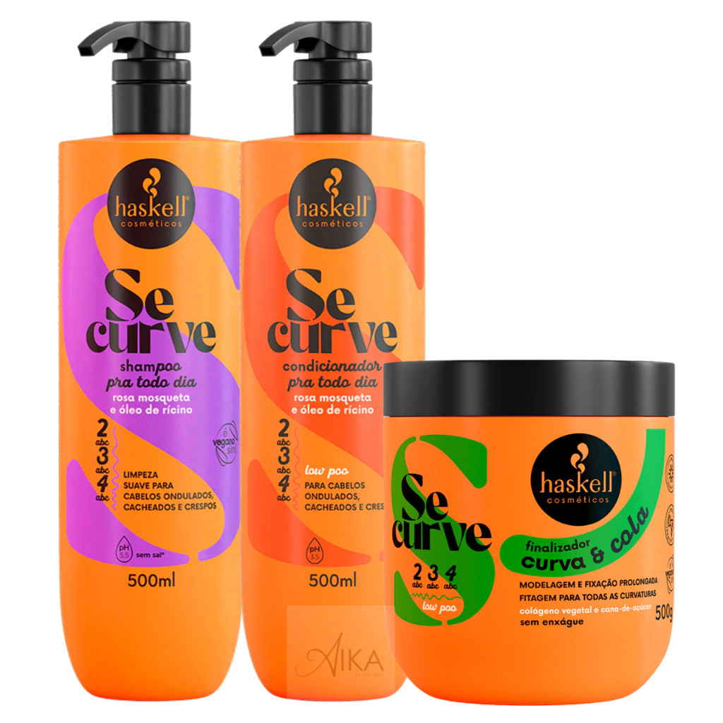 Kit Shampoo 500ml + Condicionador 500ml + Finalizador Curva e Cola 500ml Se Curve Haskell