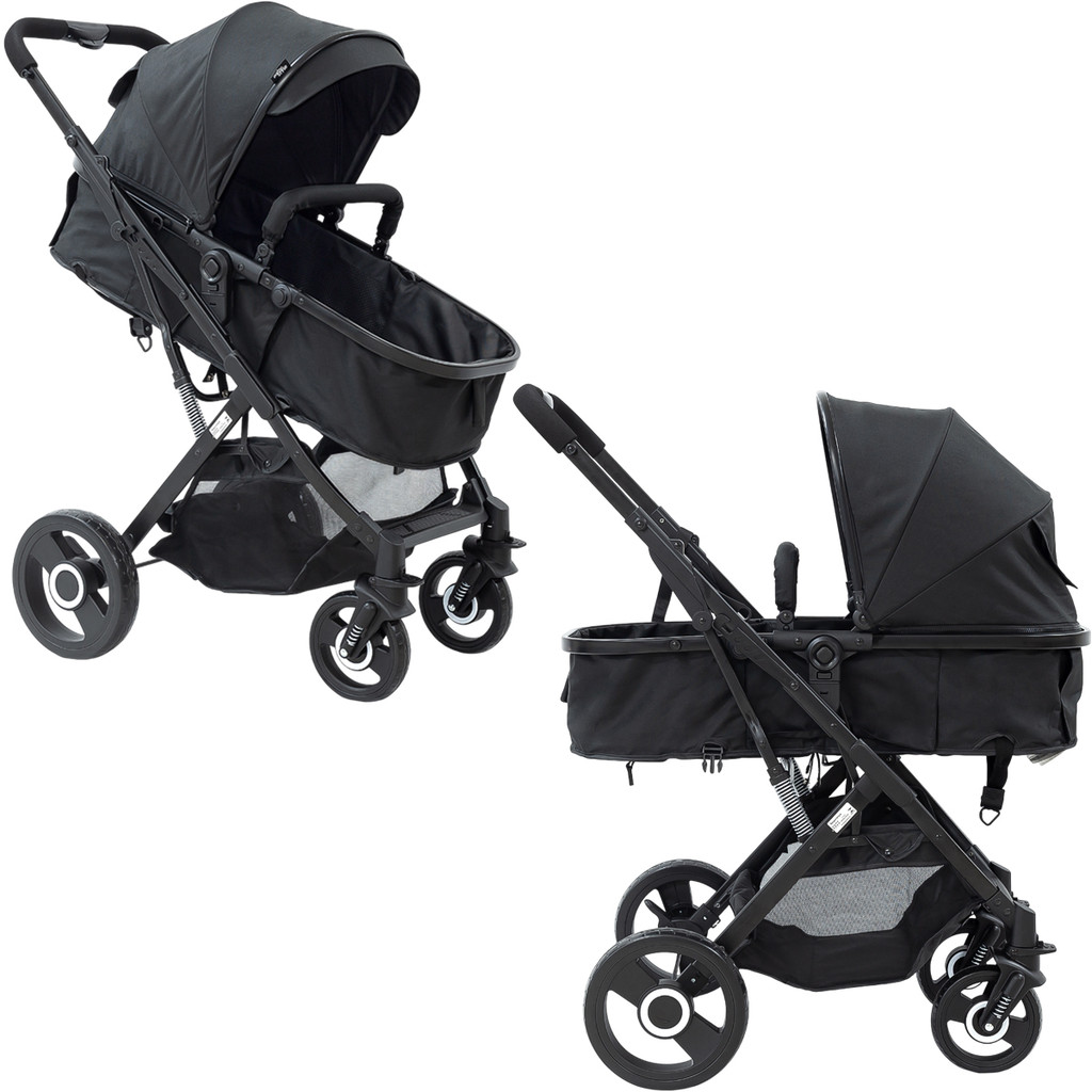 Carrinho de Bebe Moises Reversivel Reclinavel Passeio Capota Protecao Solar Cinto 5 Pontos Travel