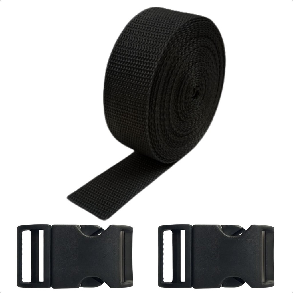 Fita Cadarço 25mm 1mt Com 2 Fechos Fivela Engate Rápido P/ Mochilas Bolsas Bags Malas em Oferta na Shopee
