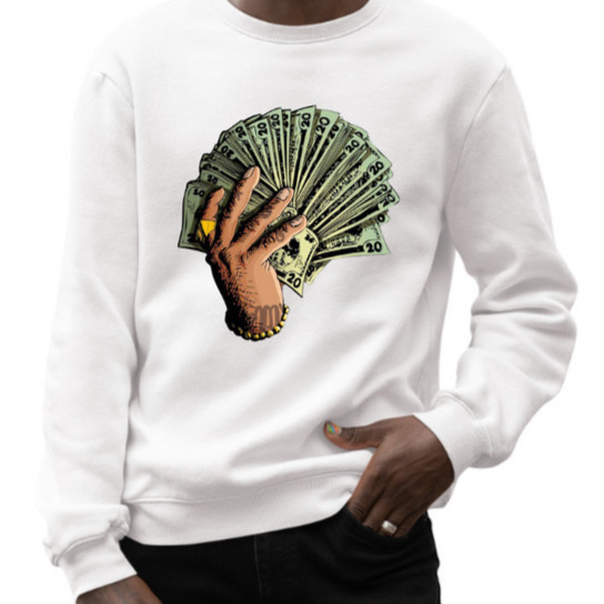Moletom Hip Hop Estampa dinheiro Ostentação Masculino e Feminino Casaco Gola Careca  Blusa de frio Inverno 2025 Dinheiro