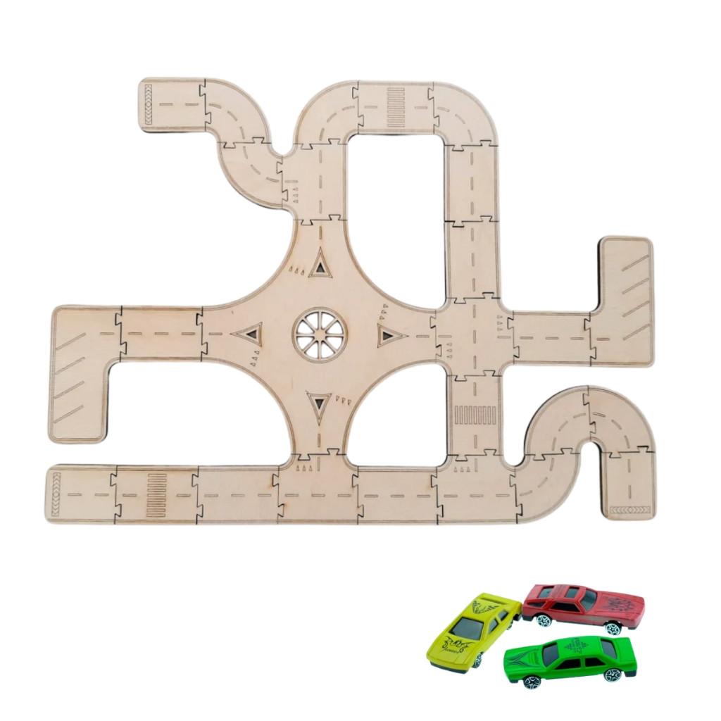 Pista quebra cabeça para crianças carrinho  Hot Wheels Mini Cidade Em Mdf posto de gasolina posto