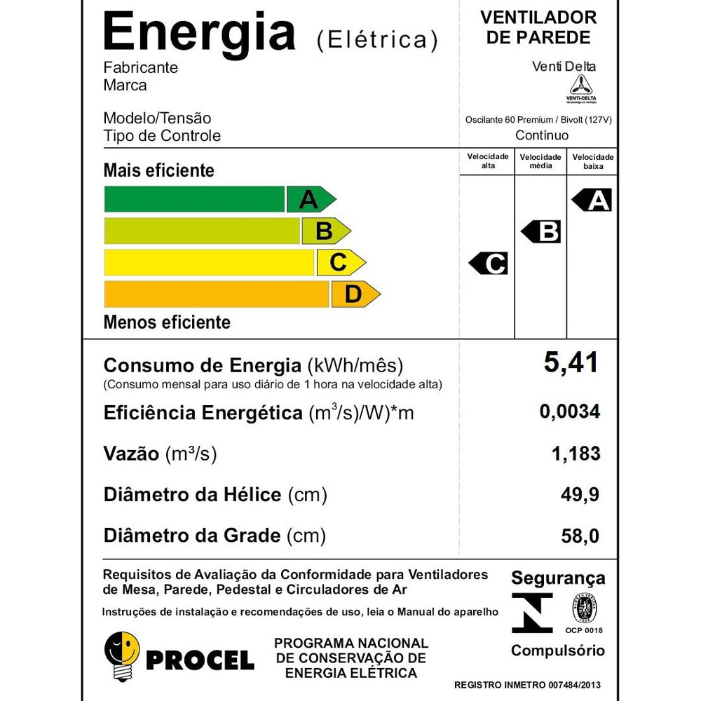 Detalhes do Kit 2 Ventiladores De Parede Oscilante Bivolt 3 PÁS 60cm Ventidelta