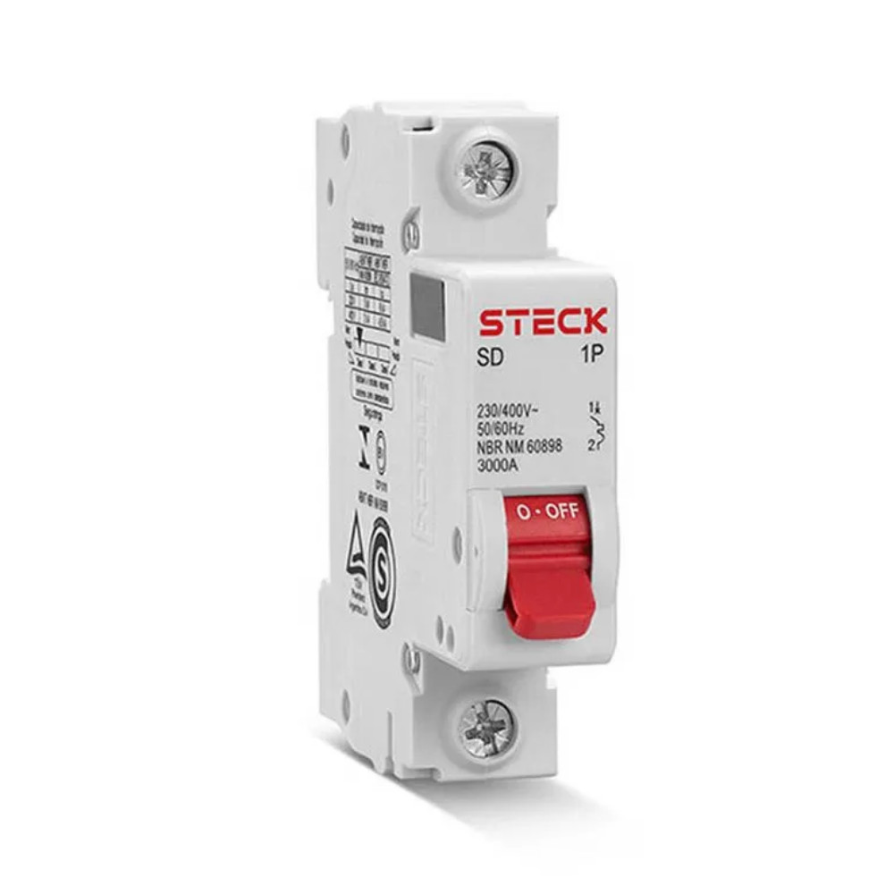 Disjuntor Unipolar Steck de Curva C 10A 16A 20A 25A 32A 40A 50A SD61 Série 1 3kA Dijuntor Monopolar Sobrecarga