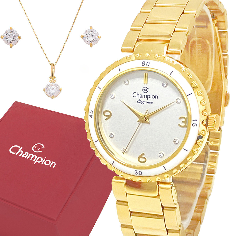 Relógio Champion Feminino Dourado Prova Dágua Analógico Luxo em Oferta na Shopee