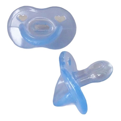 Chupeta Silicone Calmante Bico Reto Simétrico Baby Nany Azul