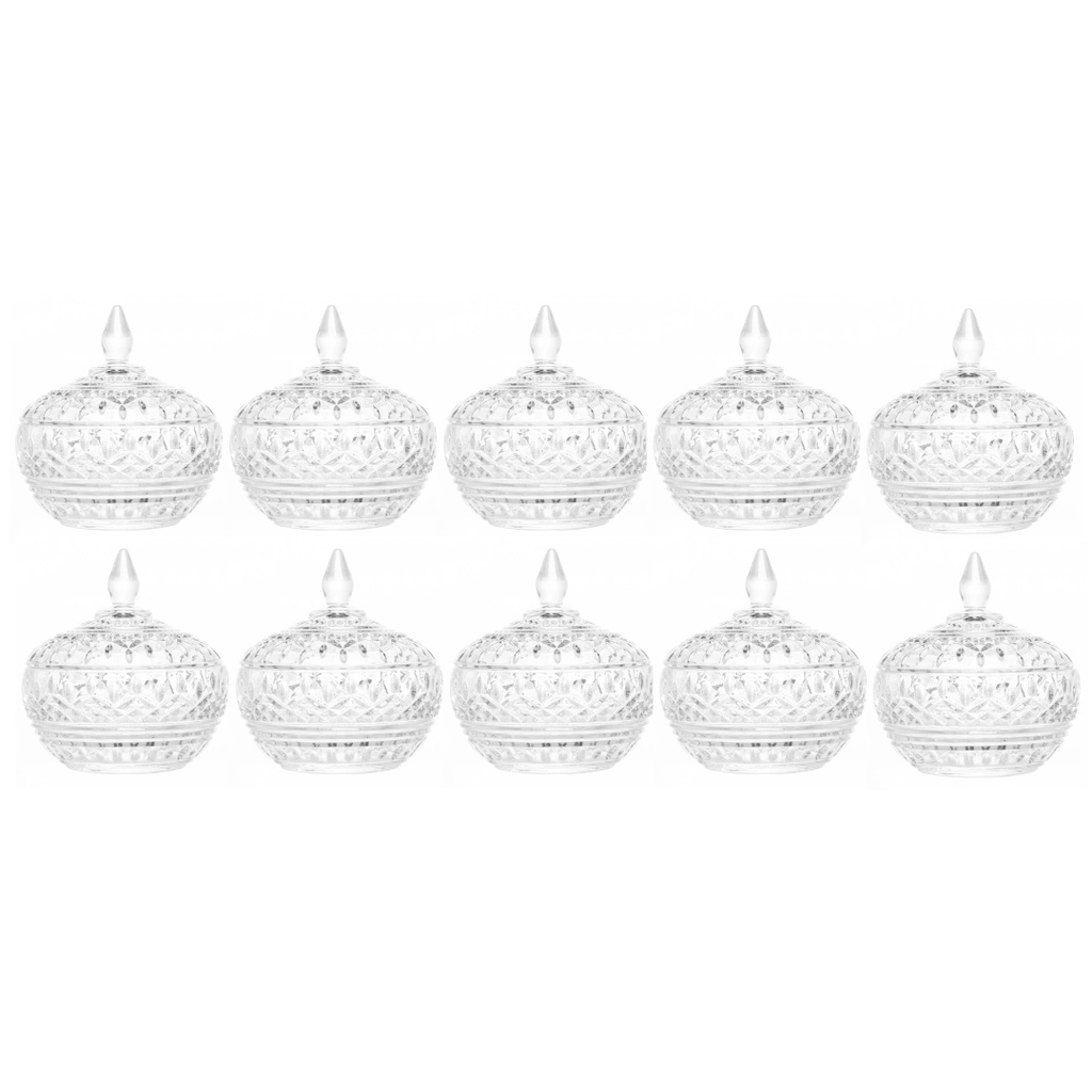 Kit 10pcs Potiche Baleiro Bomboniere de Vidro Cristal Doces Com Tampa Lembrancinha Decorativo