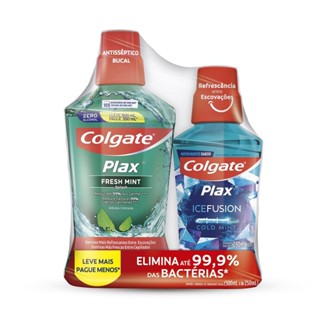 Enxaguante Bucal Colgate Plax Fresh Mint com Flúor Zero Álcool Leve 500ml Pague 350ml e Por + 1,99 Leve 250ml