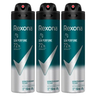 kit 3 Desodorante Rexona Men Sem Perfume Aerosol Antitranspirante 48h 150ml