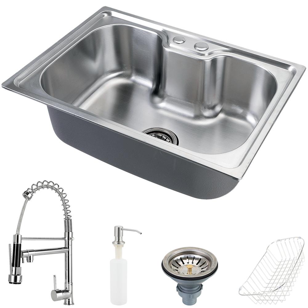 Cuba para cozinha gourmet pia aço inox com acessórios Nawa 50 cm e Torneira gourmet Munim Pingoo - Home & Living