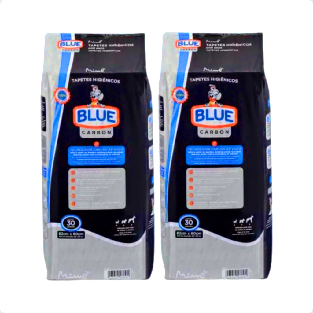 Kit 2 Tapete Higiênico Blue Carbon 82x60 cm - 30 Unidades