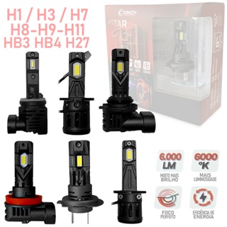Par Mini Lâmpada Cinoy Super LED Star 1:1 Encaixe Original  H1 H3 H7 H8 H9 H11 HB3 HB4 H27 em Oferta na Shopee