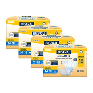 Kit 4 Fraldas Geriátricas Bigfral Derma Plus M com 18un cada em Oferta na Shopee