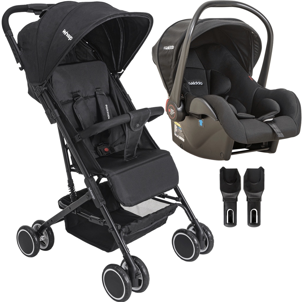 Carrinho de Bebe Passeio com Bebe Conforto Kiddo Mascote Preto