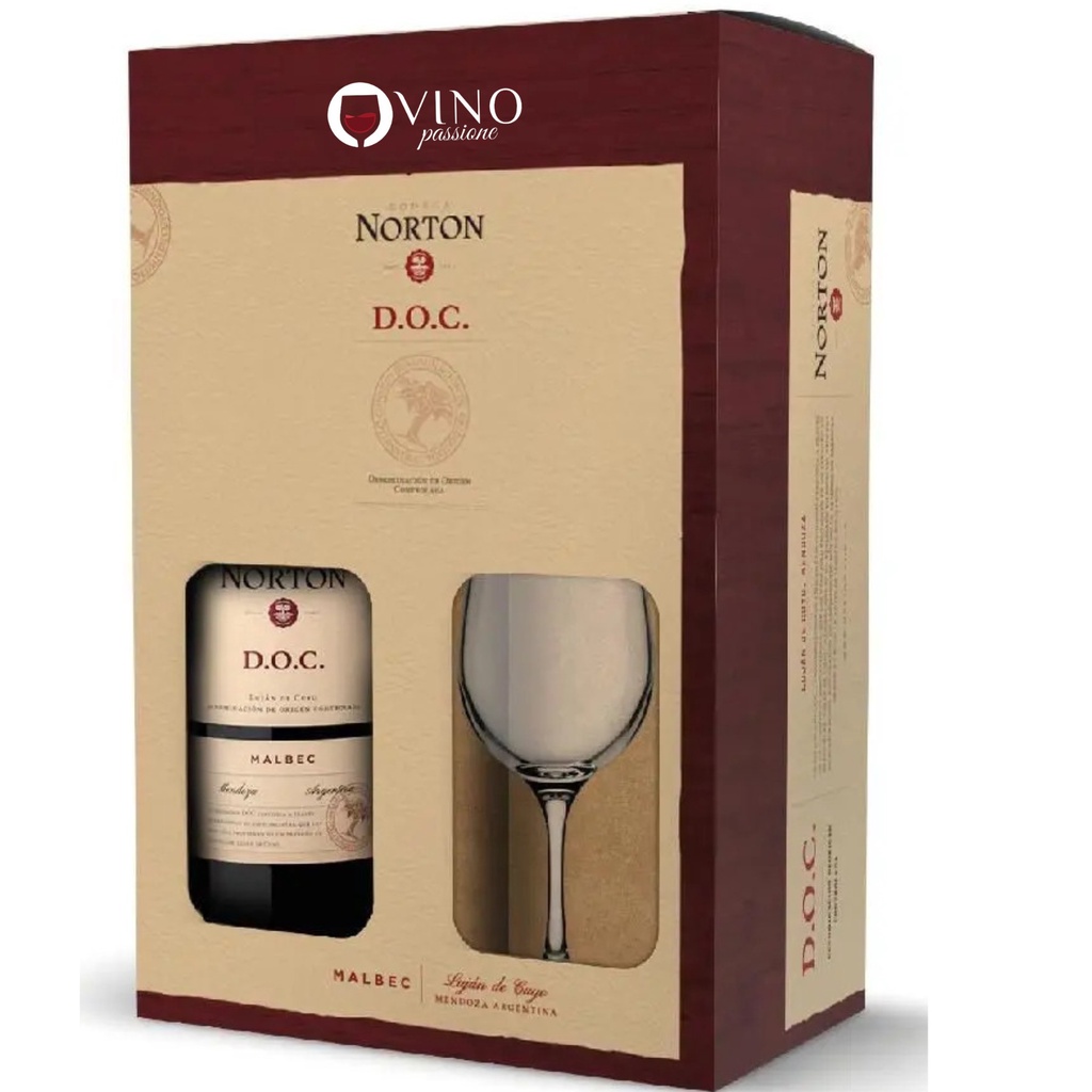 KIT VINHO NORTON MALBEC DOC MALBEC TINTO 750ML + TACA CRISTAL em Oferta na Shopee