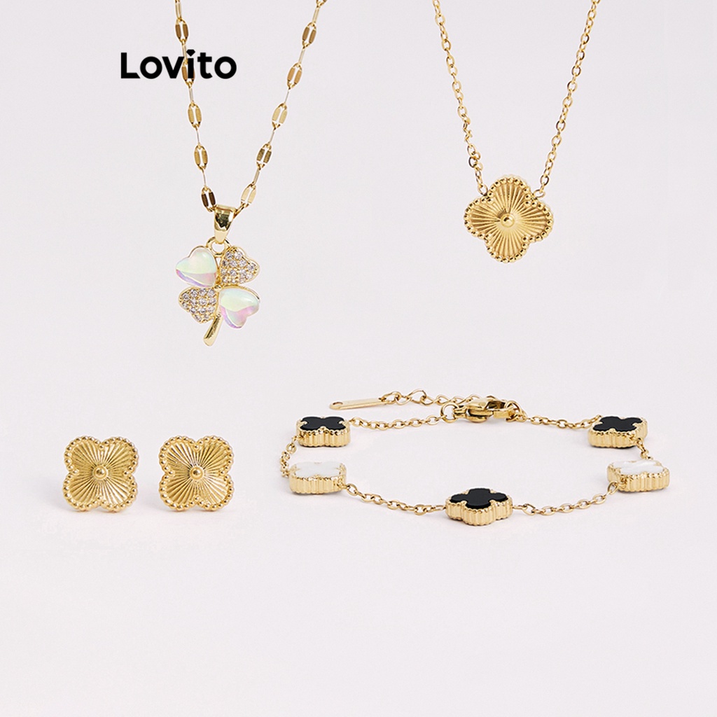 Lovito Casual Colar Feminino Geométrico Básico Hipoalergênico de Ouro 18K L66AD065 em Oferta na Shopee