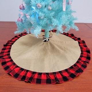 Árvore de natal inferior vestir-se saia de árvore algodão linho costura única camada renda decoração de natal