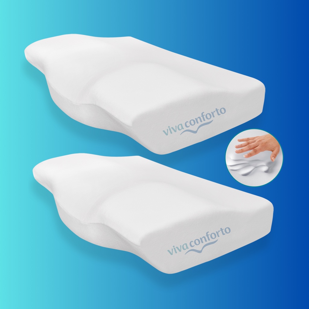 Kit 2 Travesseiros Nasa Cervical Ergonômico Visco Anatômico Viva Conforto