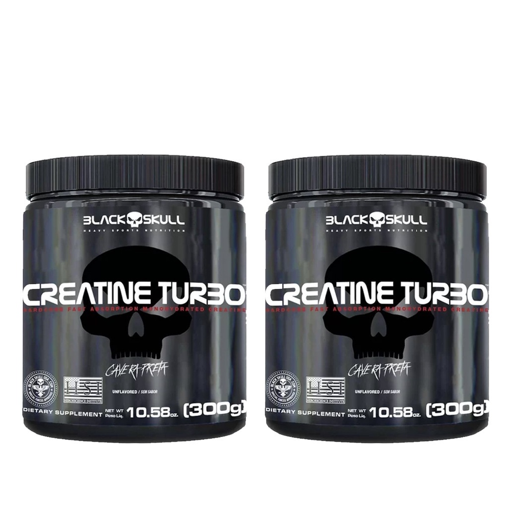 KIT 2X Creatina Monohidratada Creatine Turbo 300g - Black Skull