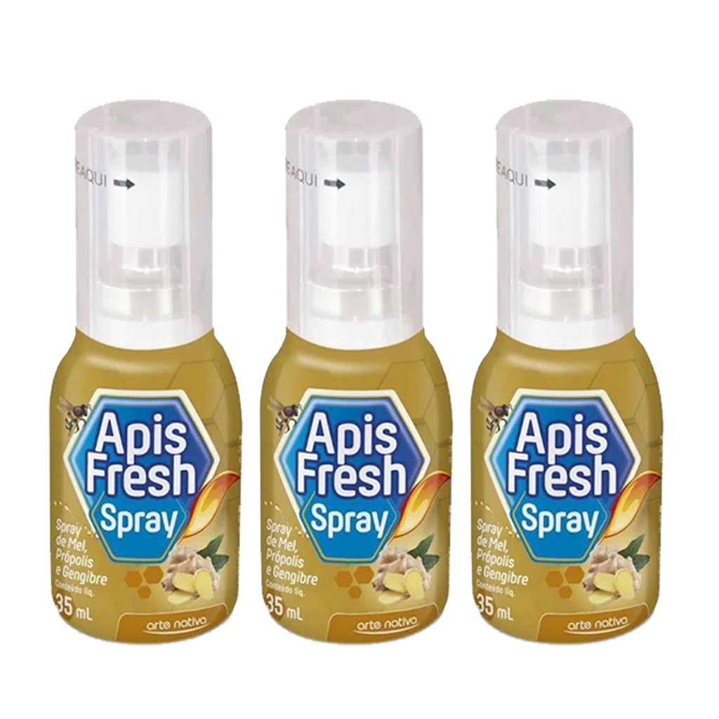 03un Aromatizante Bucal Mel e Gengibre Spray Apis 35ml Fresh Arte Nativa