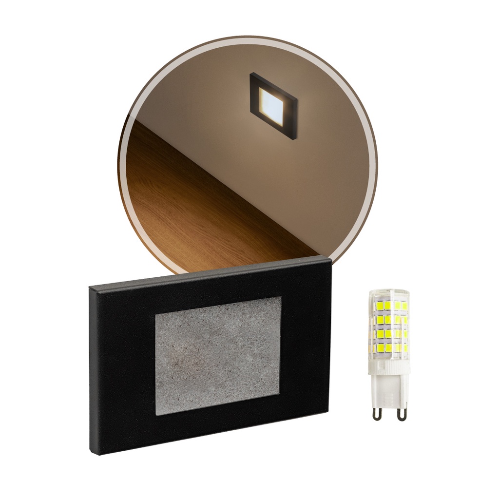 Balizador Embutir Caixa 4x2 Preto  Parede Escada + LED G9 5W Branco Frio St1314